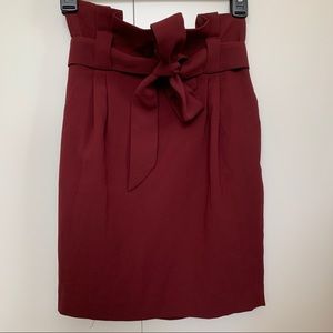 Express Maroon Pencil Skirt with Tie